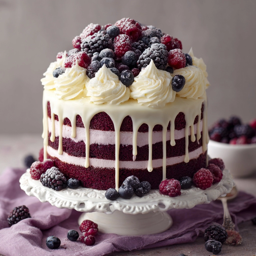 White Chocolate Blackberry Poke Cake Recipe - Recipe Image