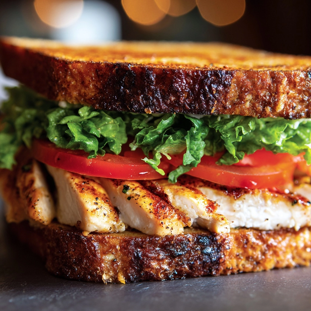 Deliciously Irresistible Garlic Butter Lettuce Tomato & Grilled Chicken Sandwich Recipe - Recipe Image