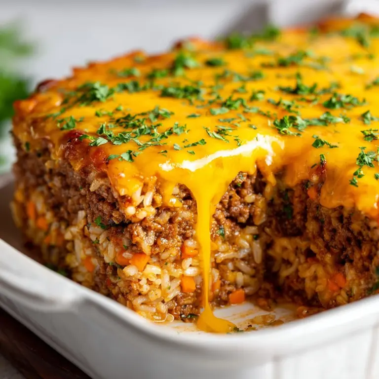 Cheddar-Crusted Ground Beef and Rice Casserole Recipe