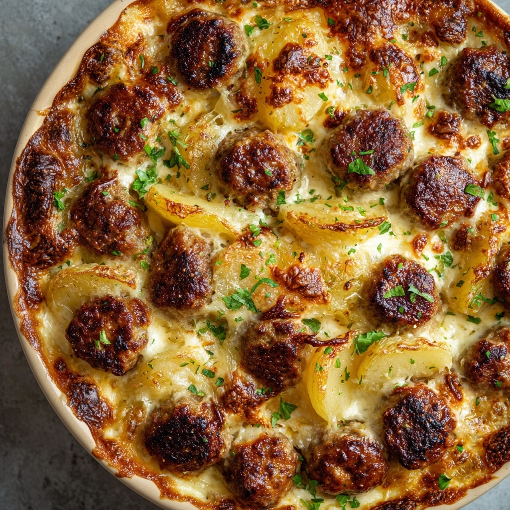 Cheesy Potato Meatball Casserole Recipe - Recipe Image