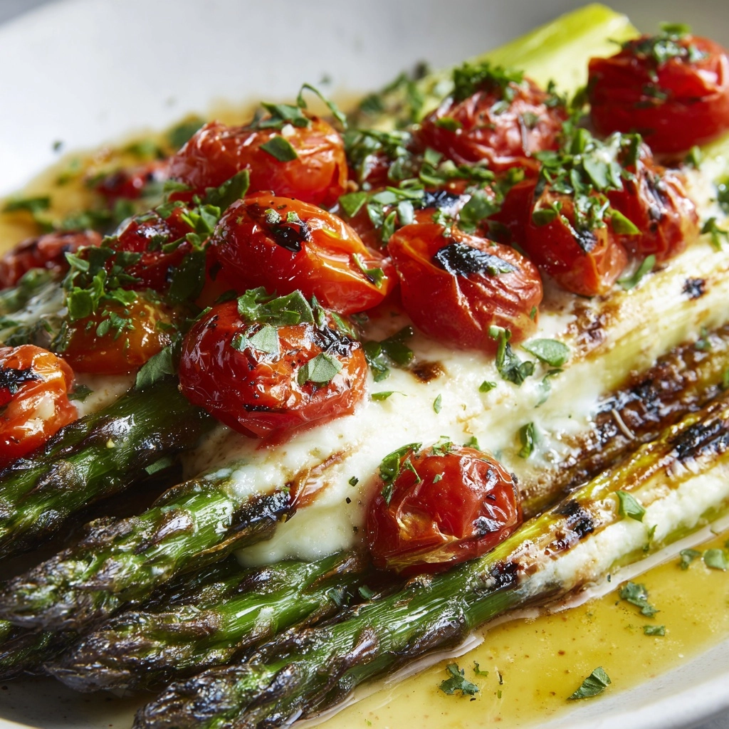 Parmesan Roasted Asparagus with Tomatoes & Balsamic Recipe - Recipe Image