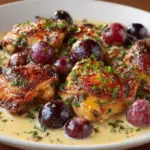 Chicken Thighs in a Mustard, Tarragon, and Grape Pan Sauce Recipe