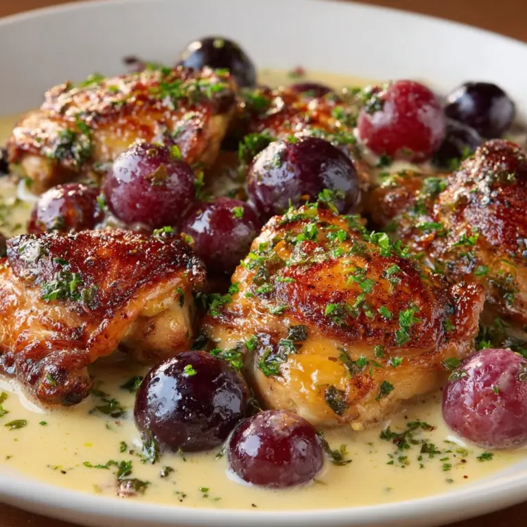 Chicken Thighs in a Mustard, Tarragon, and Grape Pan Sauce Recipe