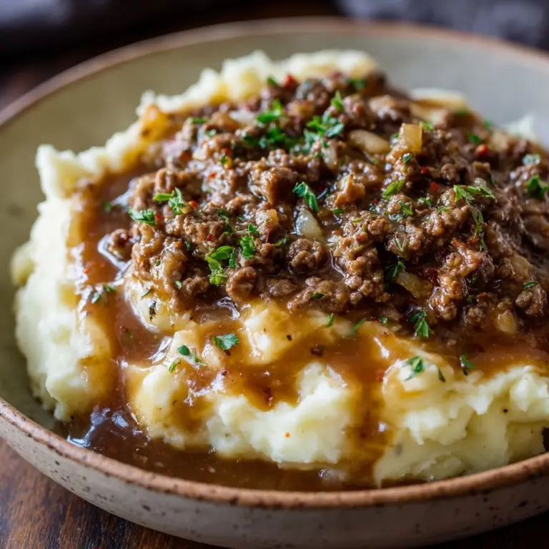 Ground Beef and Gravy Over Mashed Potatoes Recipe