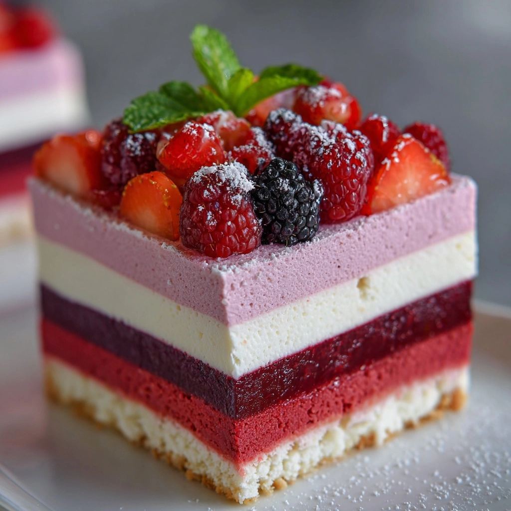 Berry Layered Mousse Cake Recipe - Recipe Image