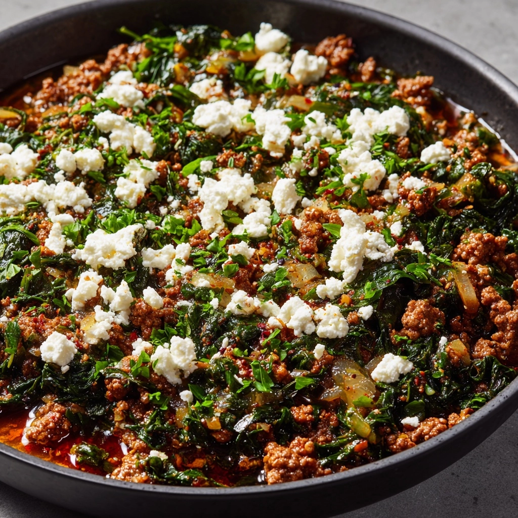 Ground Beef and Spinach Skillet with Feta Recipe - Recipe Image