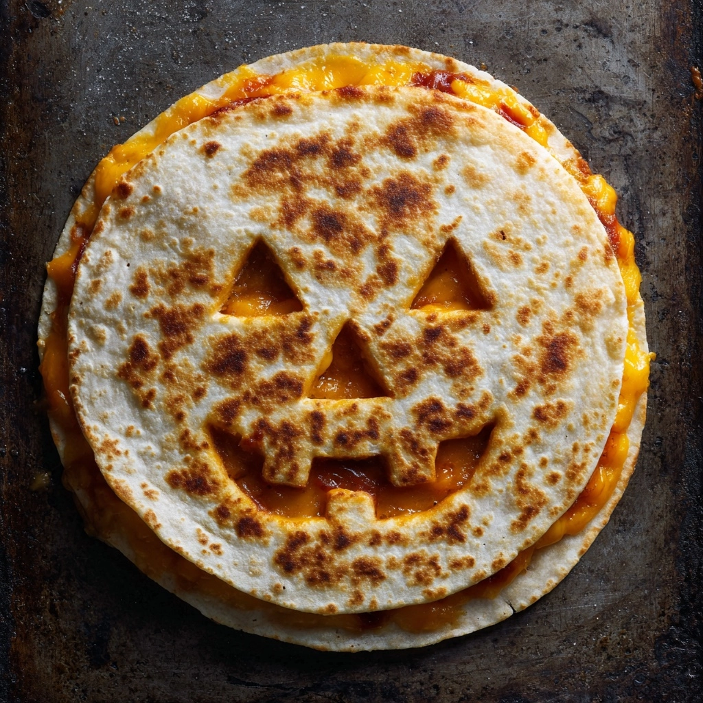 Jack-o-lantern Cheese Quesadillas Recipe - Recipe Image