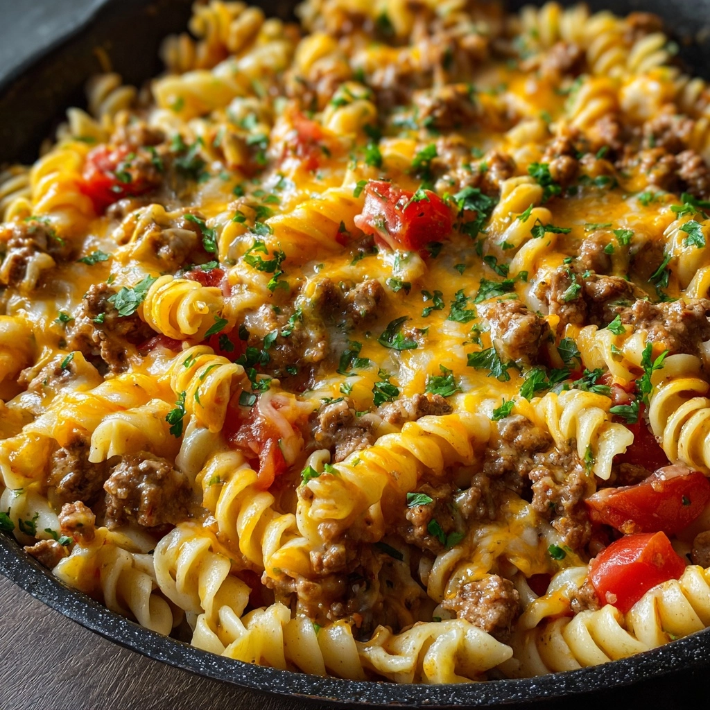 One-Pot Cheesy Taco Pasta Recipe - Recipe Image