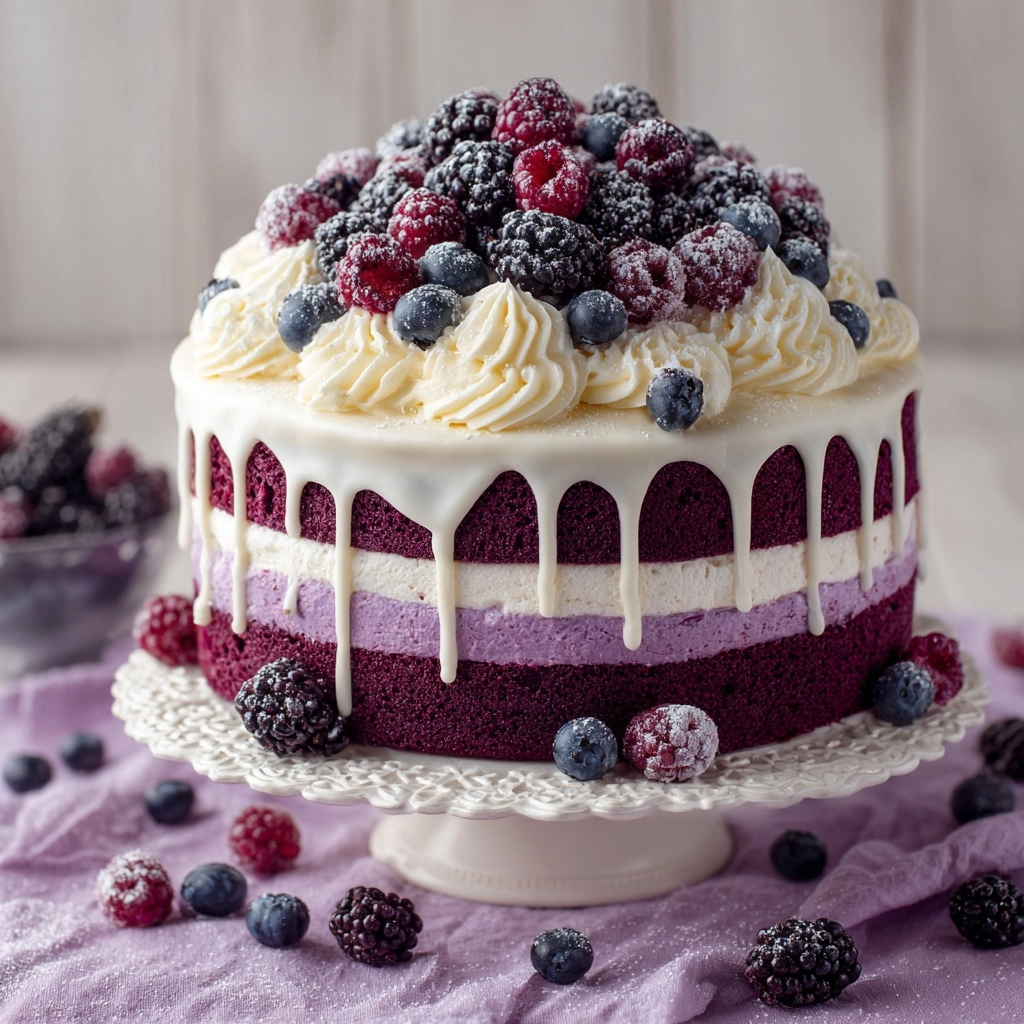 White Chocolate Blackberry Poke Cake Recipe - Recipe Image