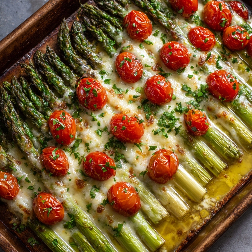 Oven Roasted Asparagus with Parmesan and Tomatoes Recipe - Recipe Image
