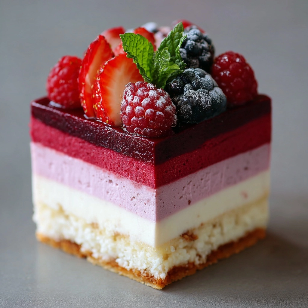 Berry Layered Mousse Cake Recipe - Recipe Image