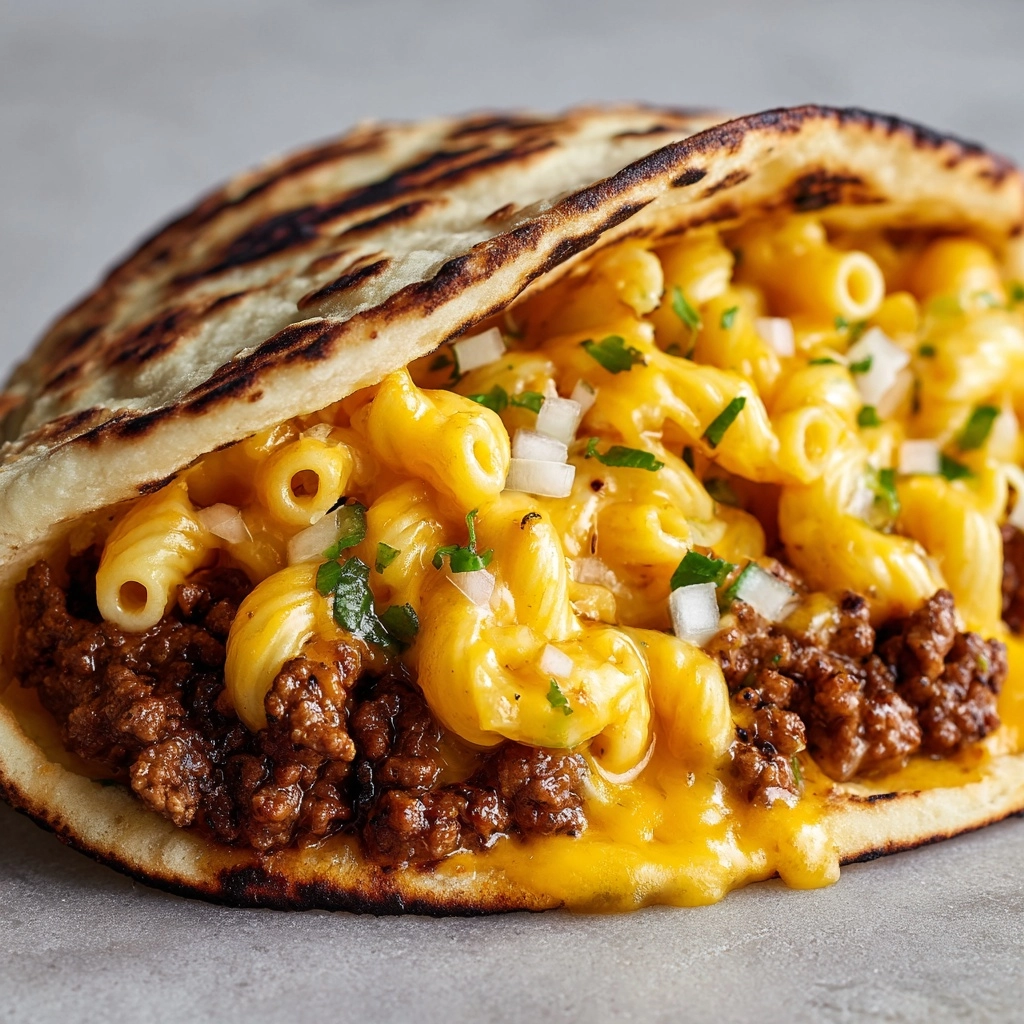 Melty Mac & Cheese Burger Tacos Recipe - Recipe Image