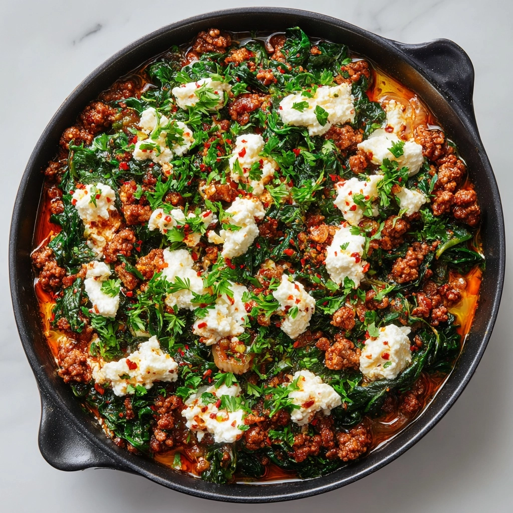 Ground Beef and Spinach Skillet with Feta Recipe - Recipe Image