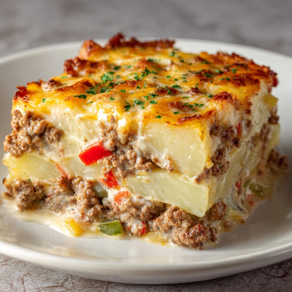 Cheesy Potato Beef Bake Recipe - Recipe Image