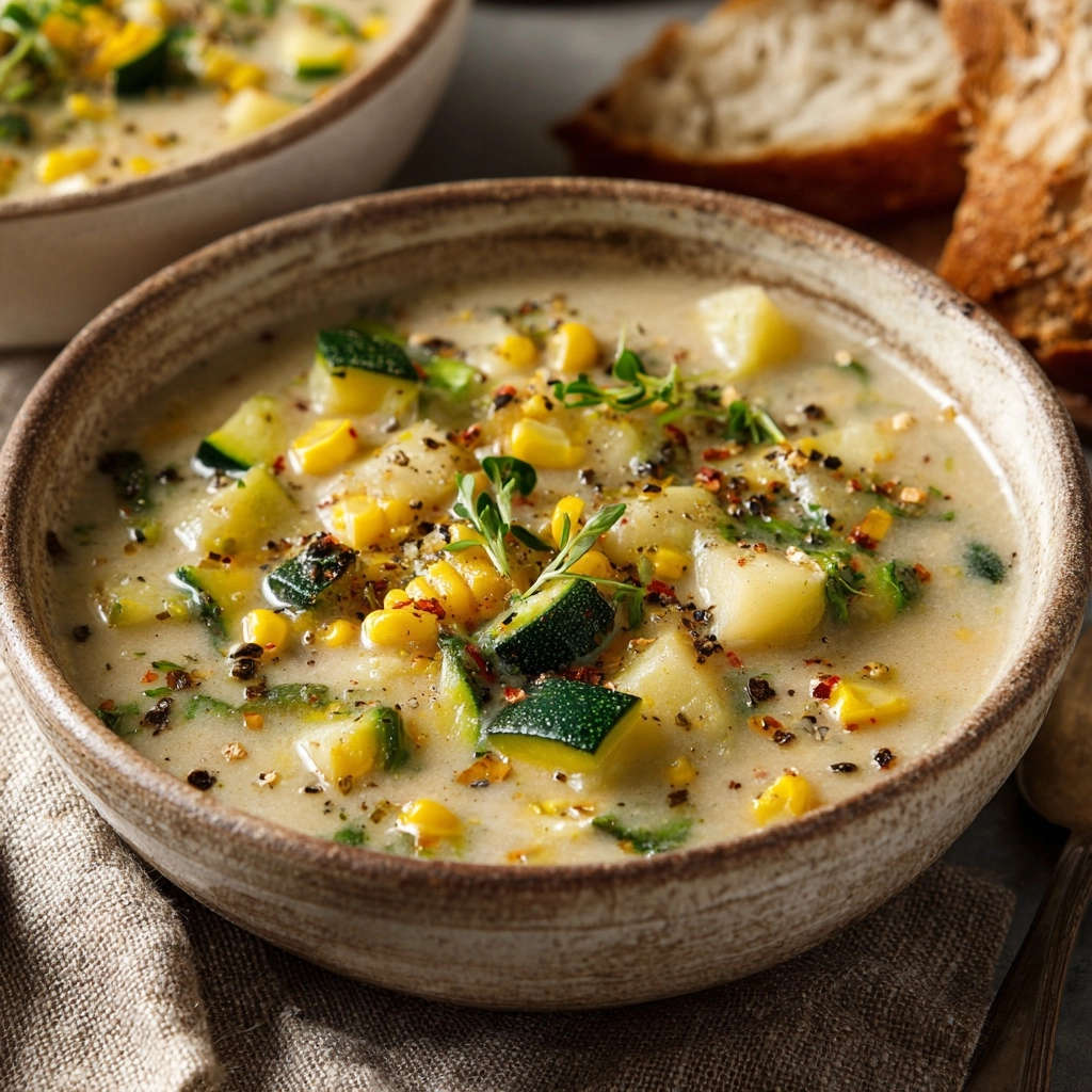 Summer Fresh Corn and Zucchini Chowder Recipe - Recipe Image
