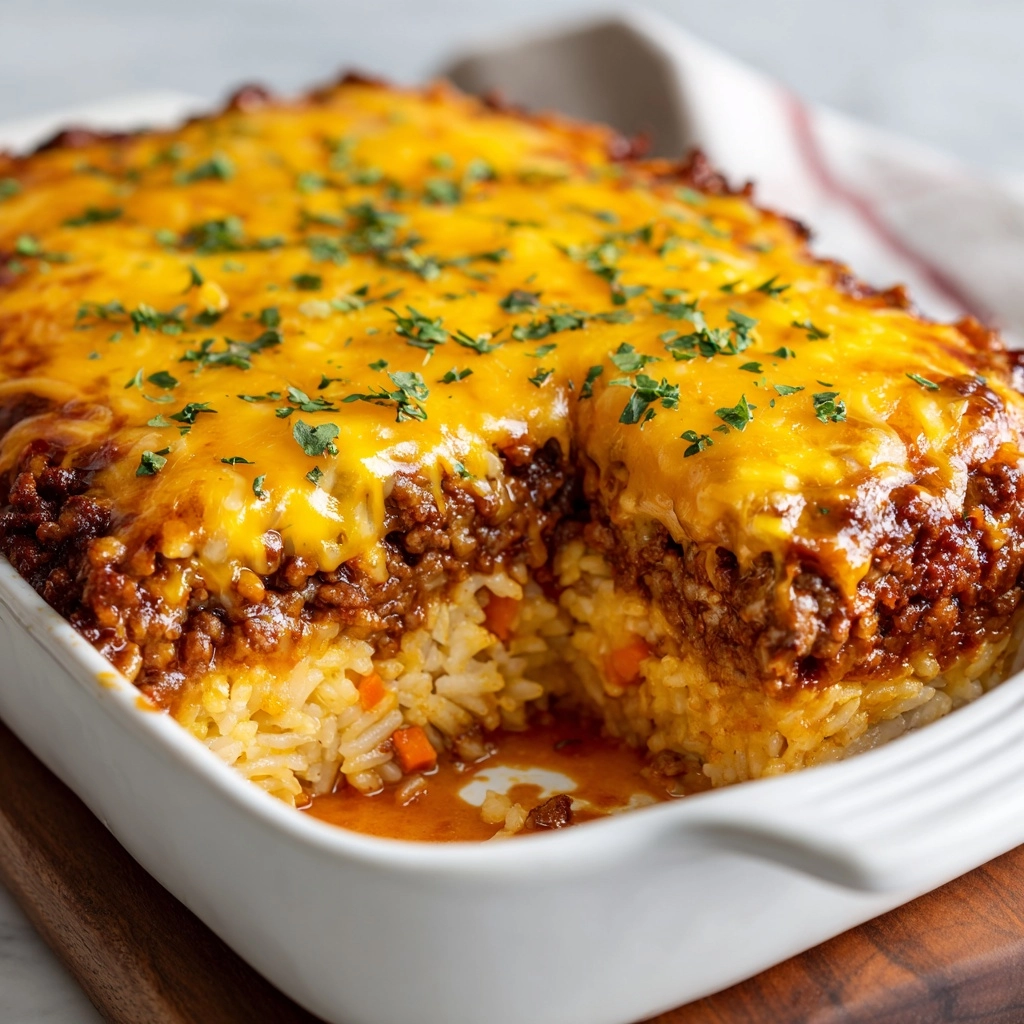 Cheddar-Crusted Ground Beef and Rice Casserole Recipe - Recipe Image