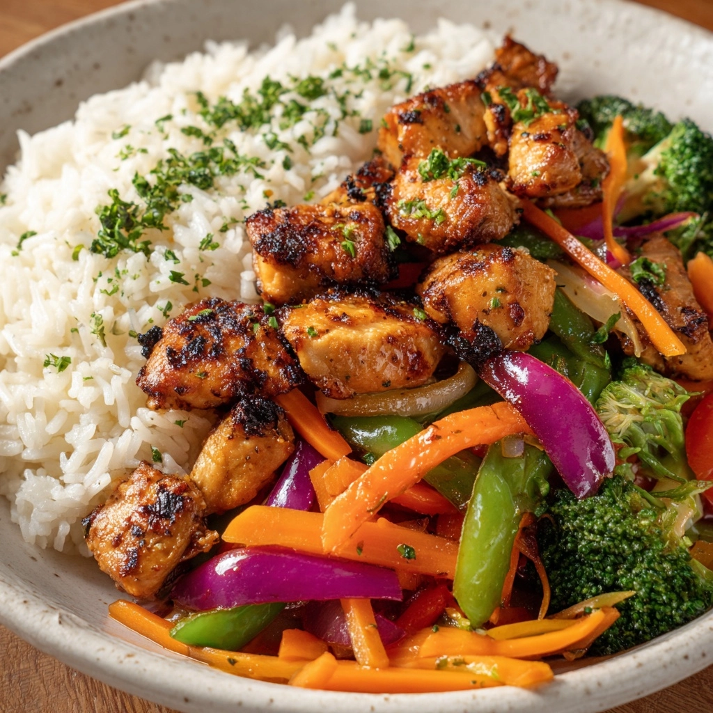 Healthy Chicken & Veggie Stir-Fry with Rice Recipe - Recipe Image