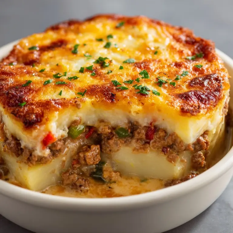 Cheesy Potato Beef Bake Recipe