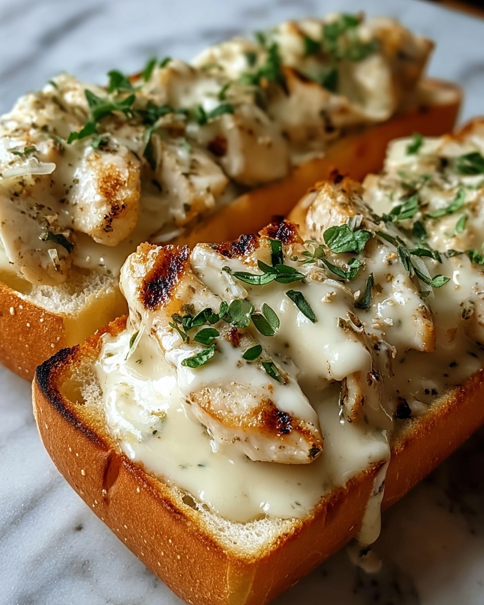 Chicken Alfredo Stuffed Garlic Bread Subs Recipe - Recipe Image