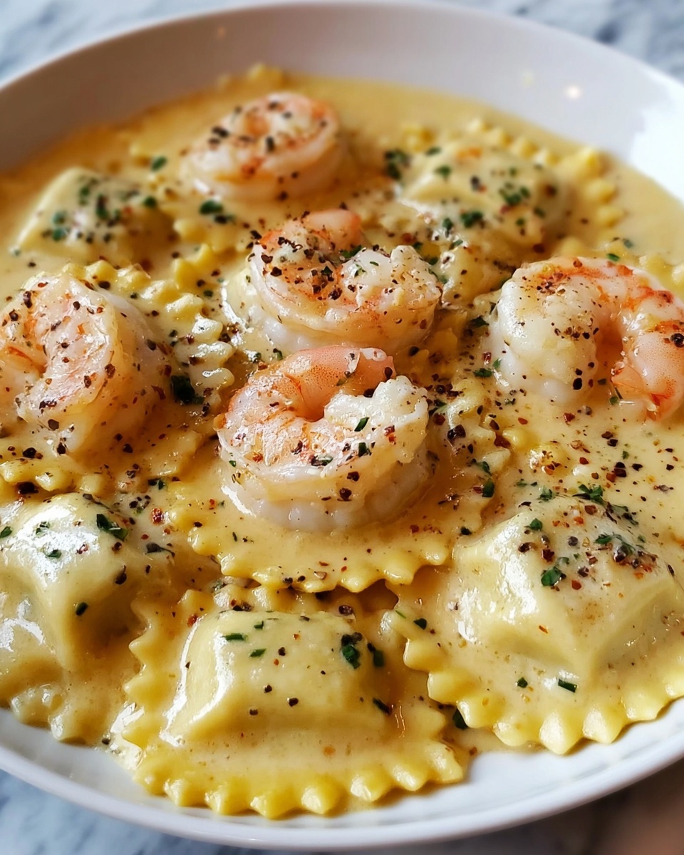 Shrimp Ravioli in Creamy Garlic Sauce Recipe - Recipe Image