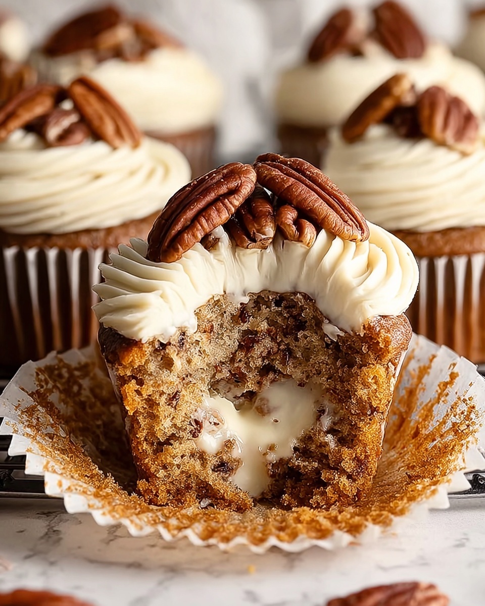 Banana Cinnamon Pecan Cupcakes with Cream Cheese Frosting Recipe - Recipe Image