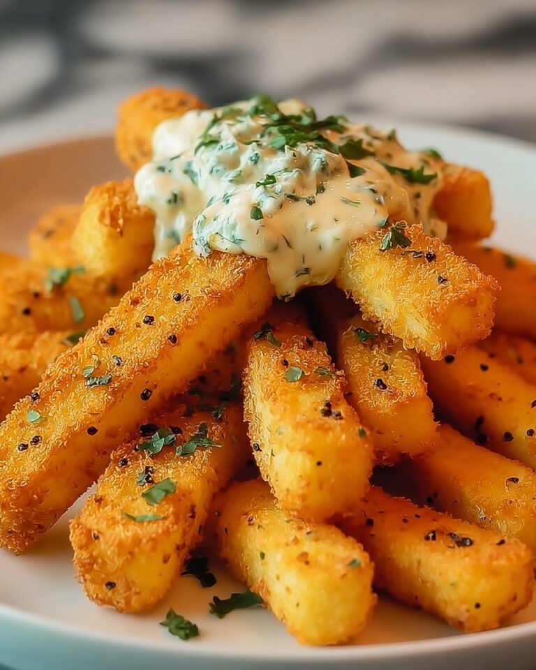 Crispy Veggie Potato Sticks with Cheese Sauce Recipe
