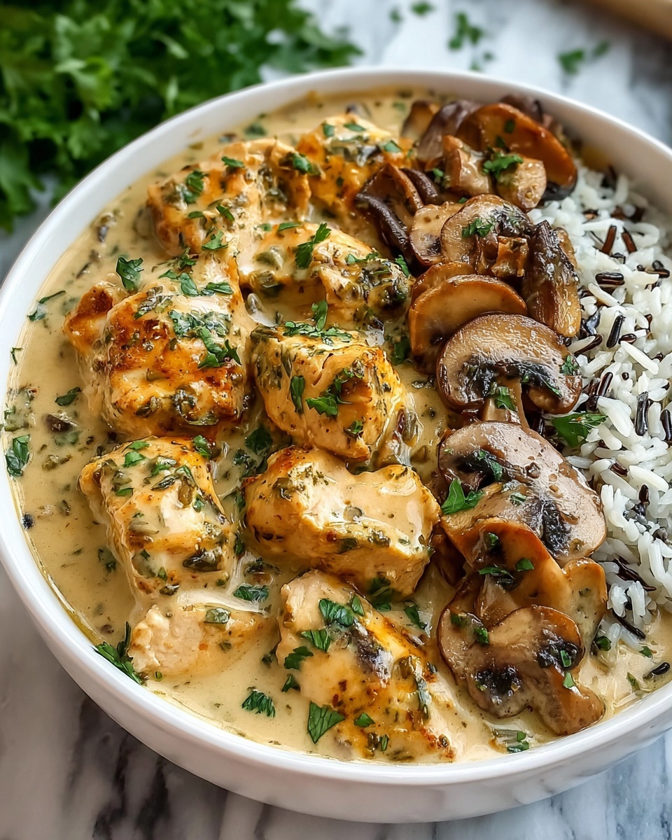 Creamy Mushroom Chicken and Wild Rice Soup Recipe - Recipe Image