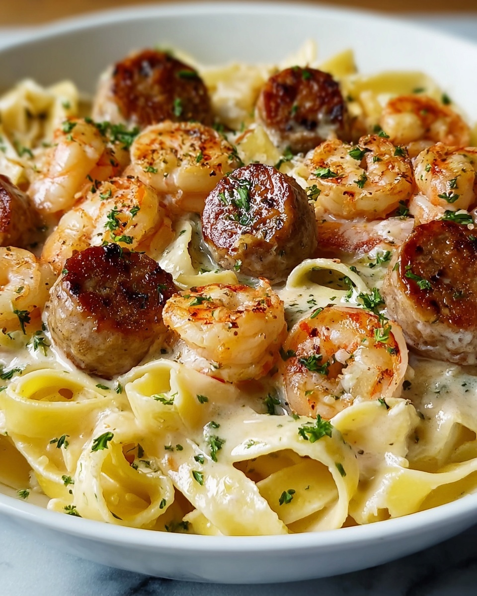 Cajun Shrimp and Sausage Alfredo Pasta Recipe - Recipe Image