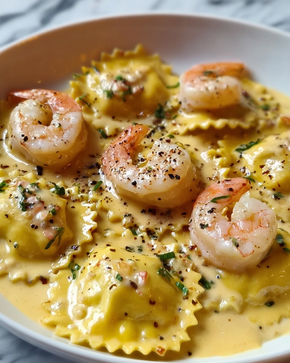 Shrimp Ravioli in Creamy Garlic Sauce Recipe - Recipe Image