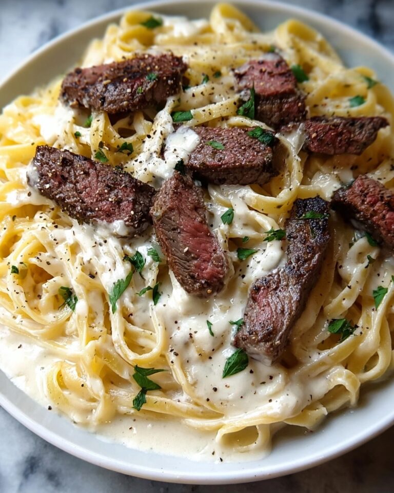 Savory Steak Gorgonzola Alfredo with Creamy Parmesan Sauce Recipe