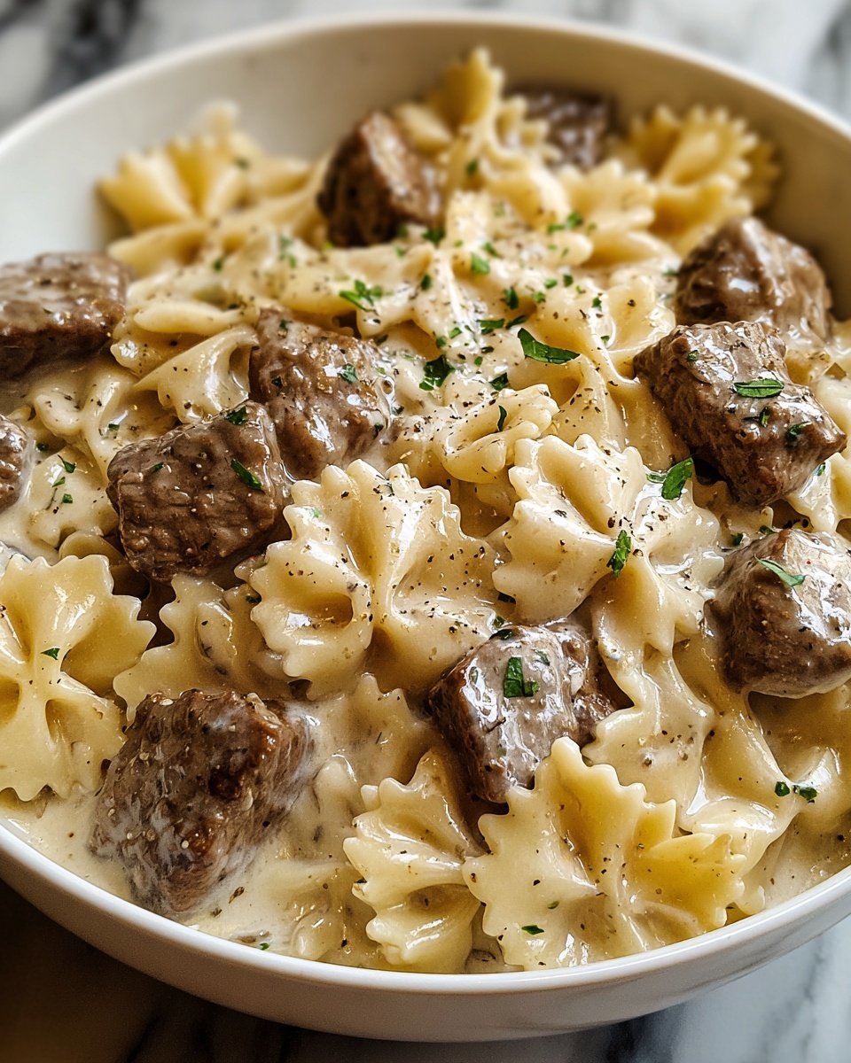 Creamy Ground Beef and Bowtie Pasta Recipe - Recipe Image