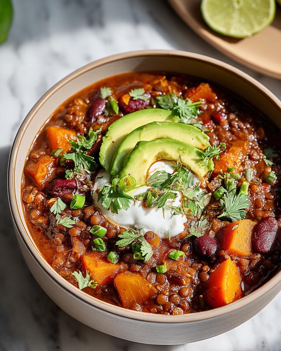 Vegan Sweet Potato Lentil Chili Recipe - Recipe Image