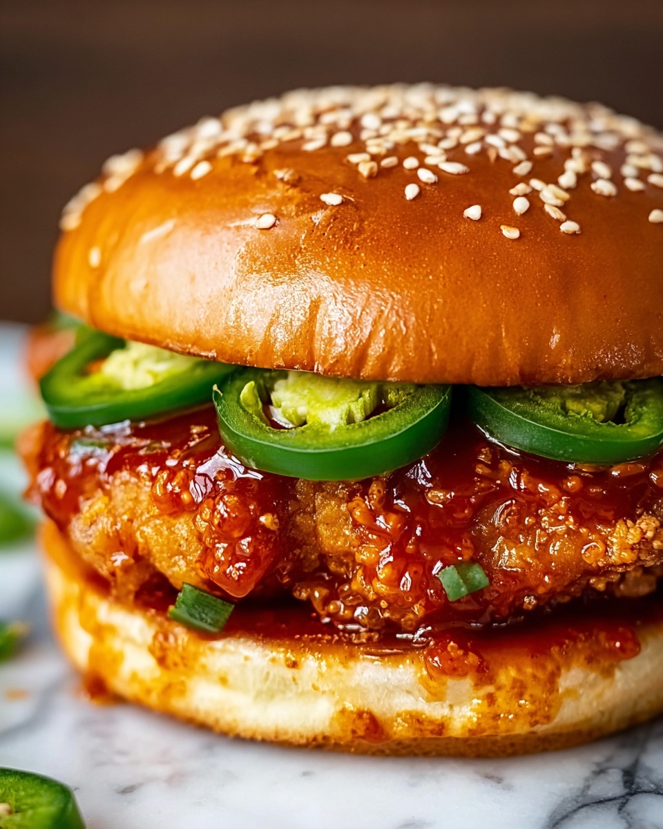 Jalapeno Honey Drenched Crispy Fried Chicken Sandwich Recipe - Recipe Image