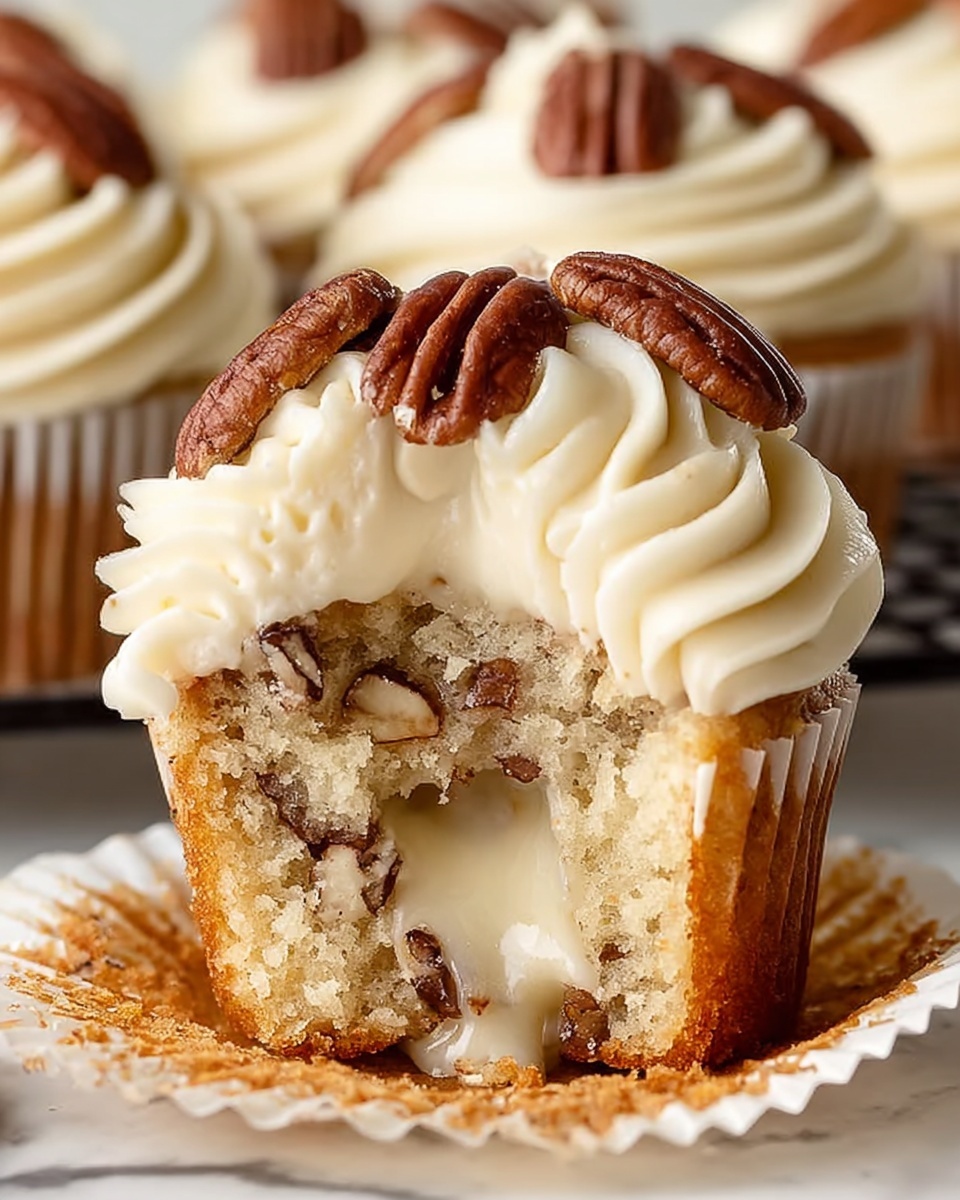 Banana Cinnamon Pecan Cupcakes with Cream Cheese Frosting Recipe - Recipe Image