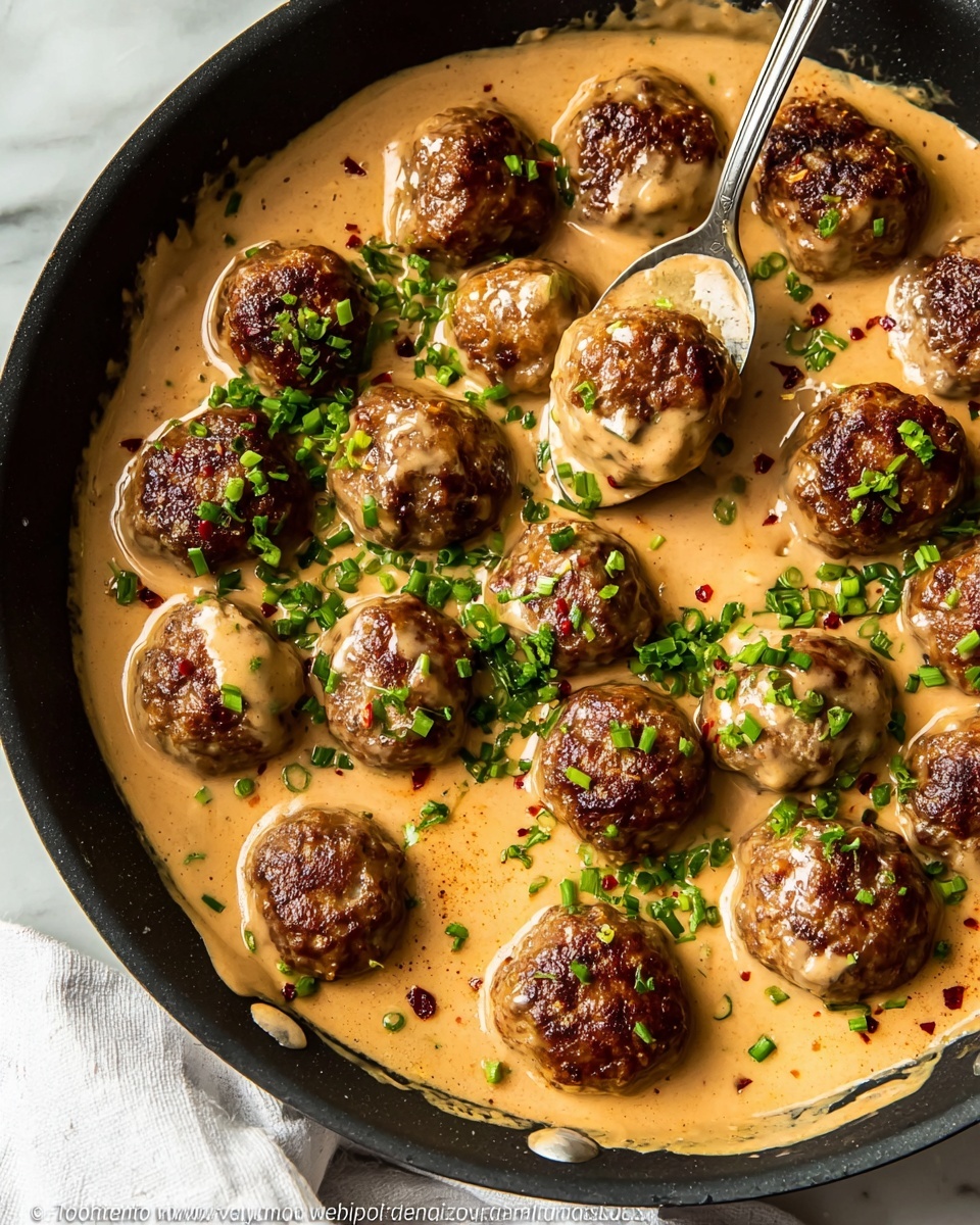Swedish Meatballs with Creamy Gravy and Lingonberry Jam Recipe - Recipe Image