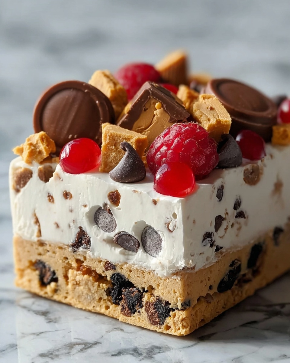 No-Bake Cookie Dough Cheesecake Bars Recipe - Recipe Image
