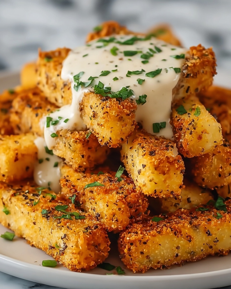 Crispy Veggie Potato Sticks with Cheese Sauce Recipe - Recipe Image