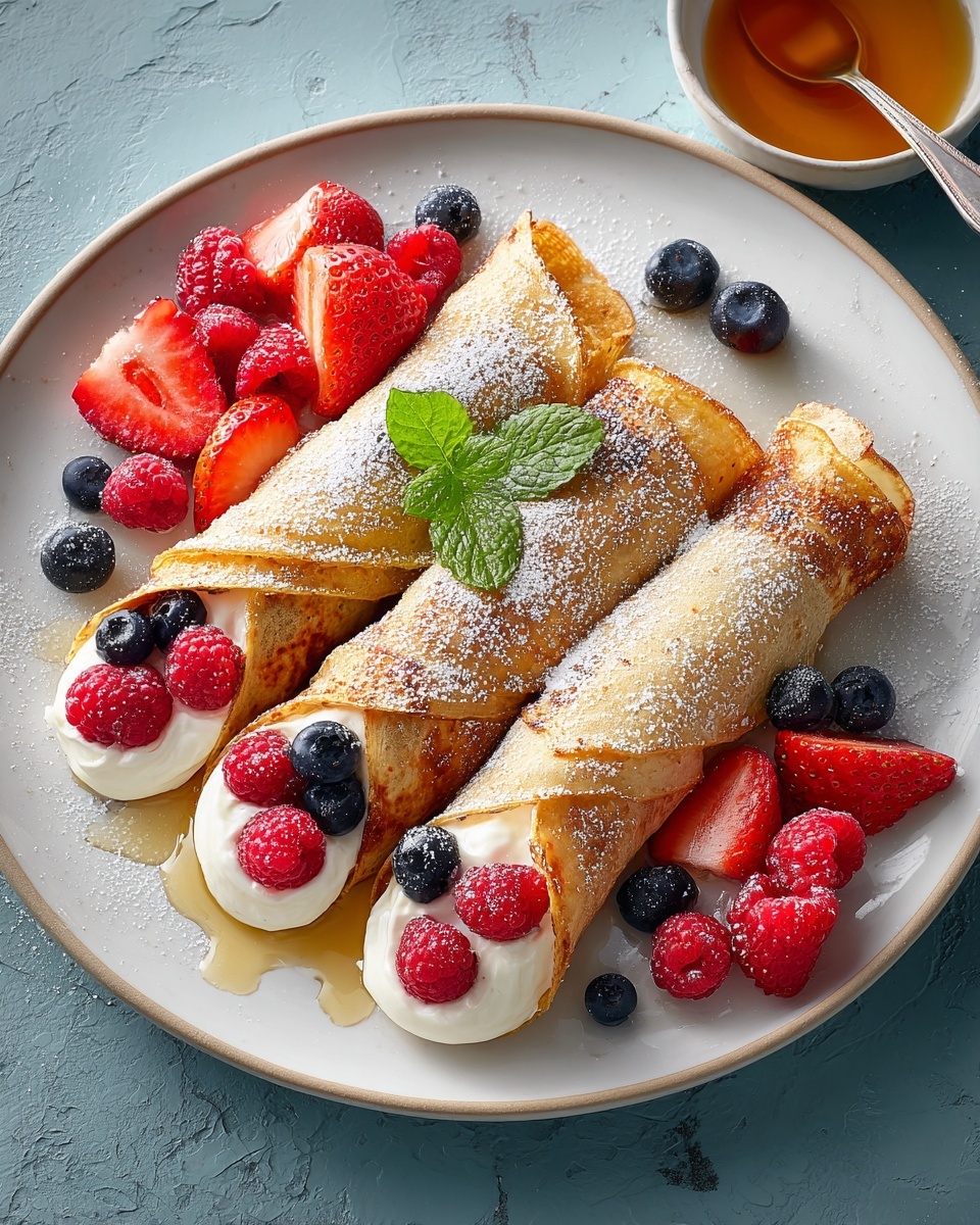 French Toast Roll-Ups with Cream Cheese, Fresh Berries, and Cinnamon Sugar Recipe - Recipe Image
