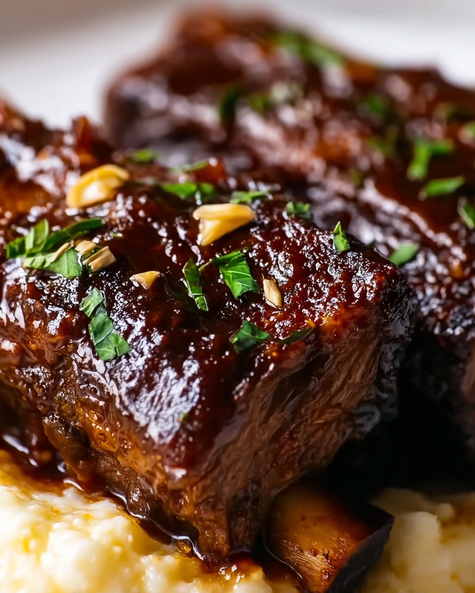 Cola-Glazed Short Ribs with Creamy Parmesan Risotto Recipe - Recipe Image