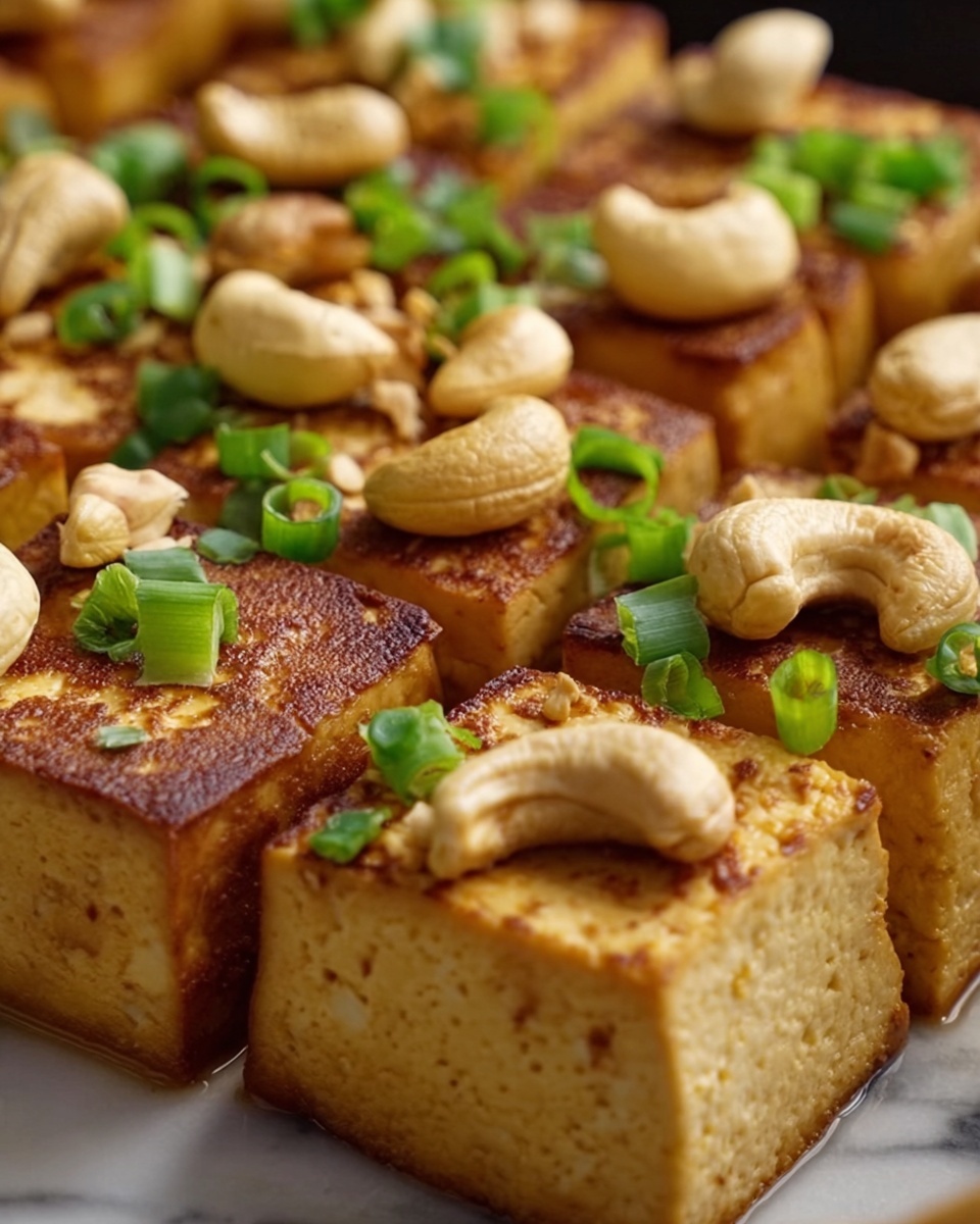 Vegan Cashew Tofu with Crispy Baked Tofu and Flavored Sauce Recipe - Recipe Image