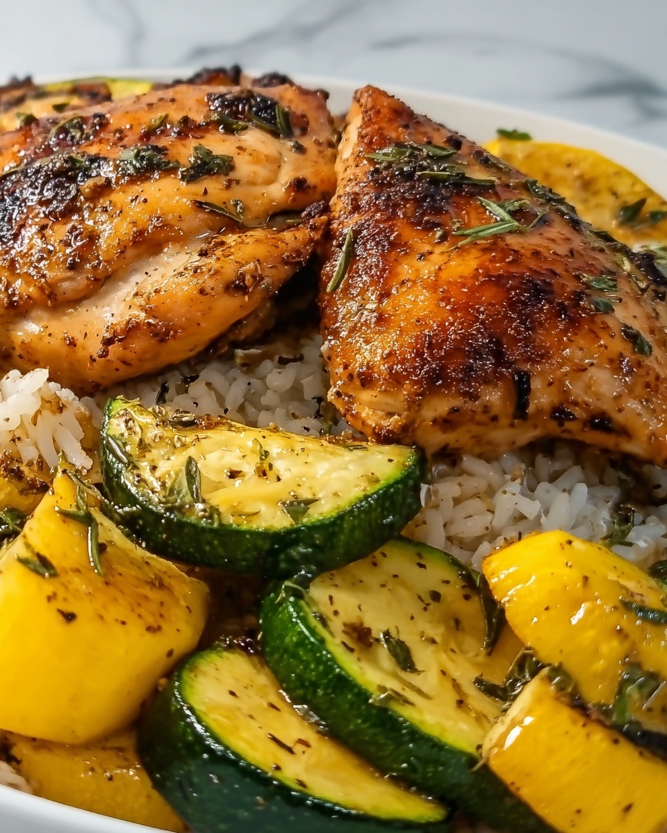 Lemon Pepper Chicken and Rice with Zucchini and Squash Recipe - Recipe Image