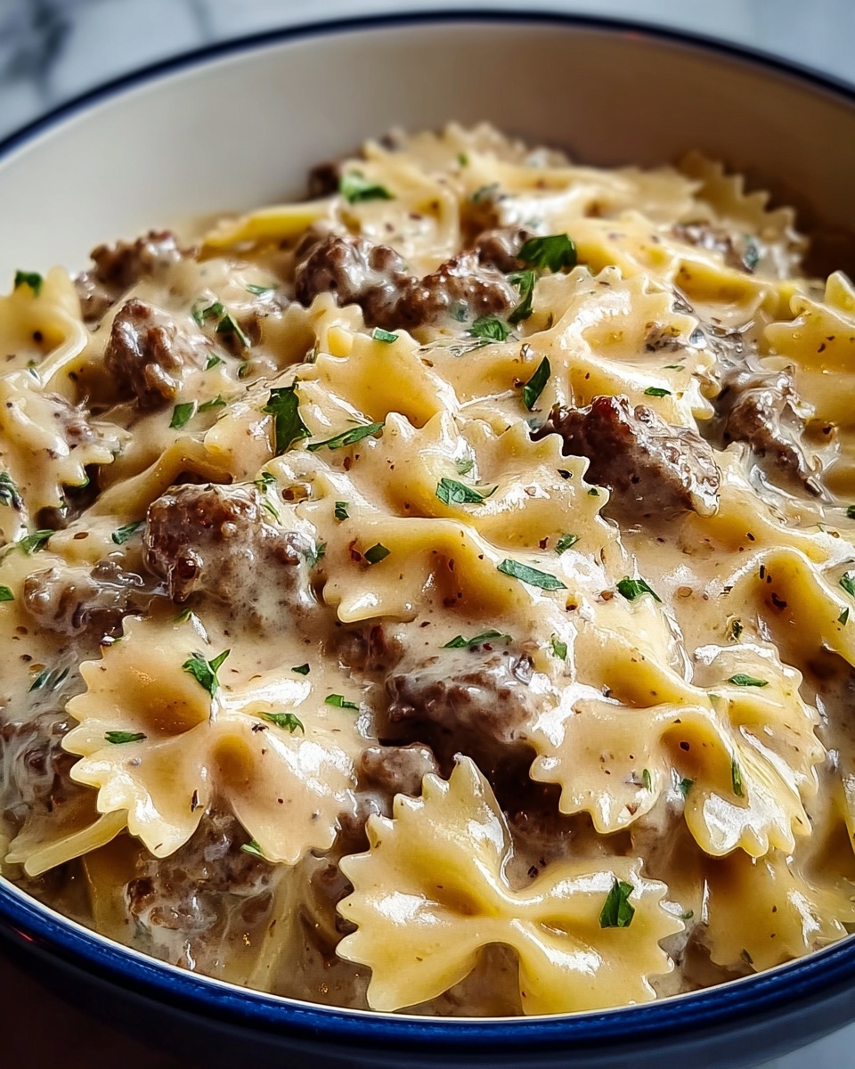 Creamy Beef and Bowtie Pasta Recipe - Recipe Image