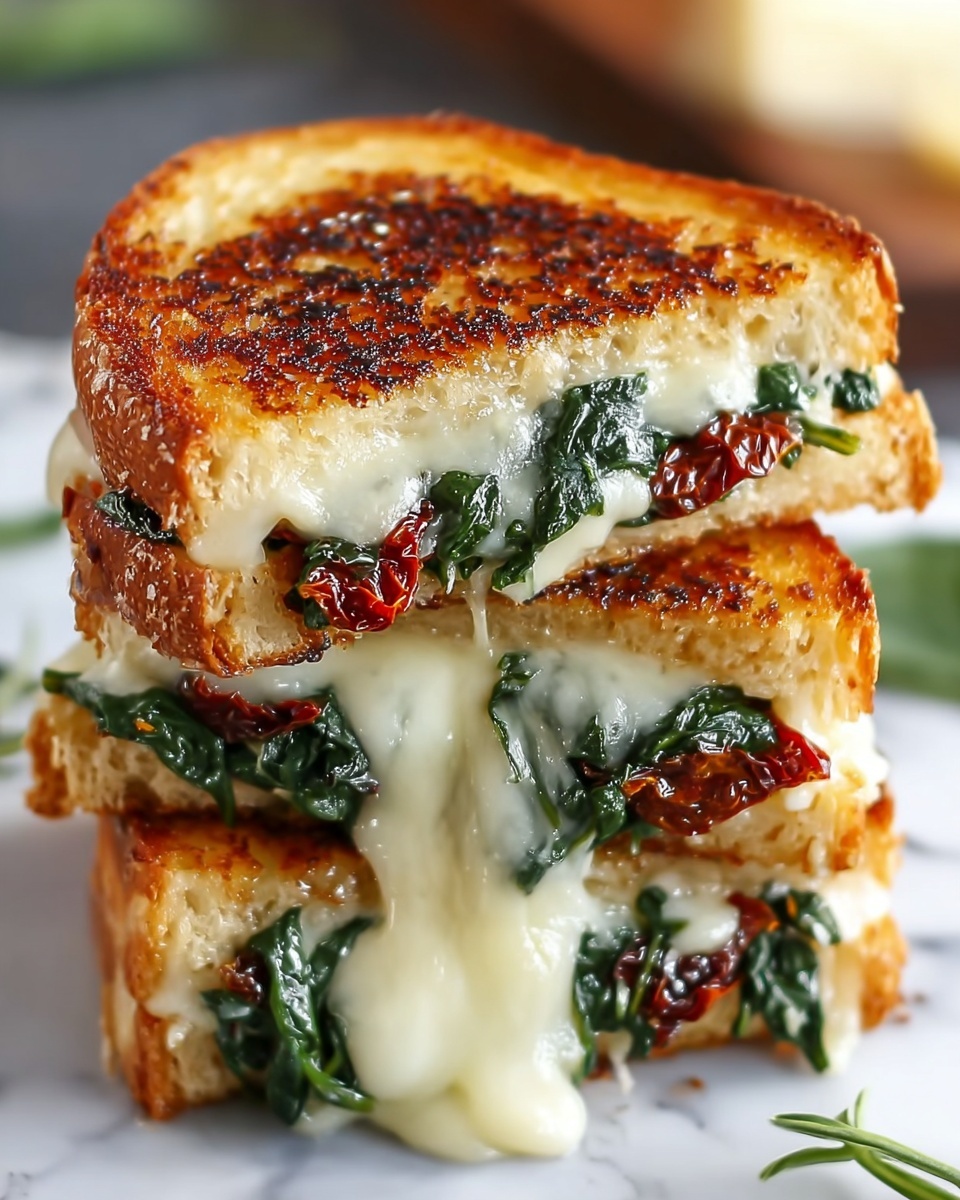 Sun-Dried Tomato, Spinach, and Ricotta Grilled Cheese Recipe - Recipe Image