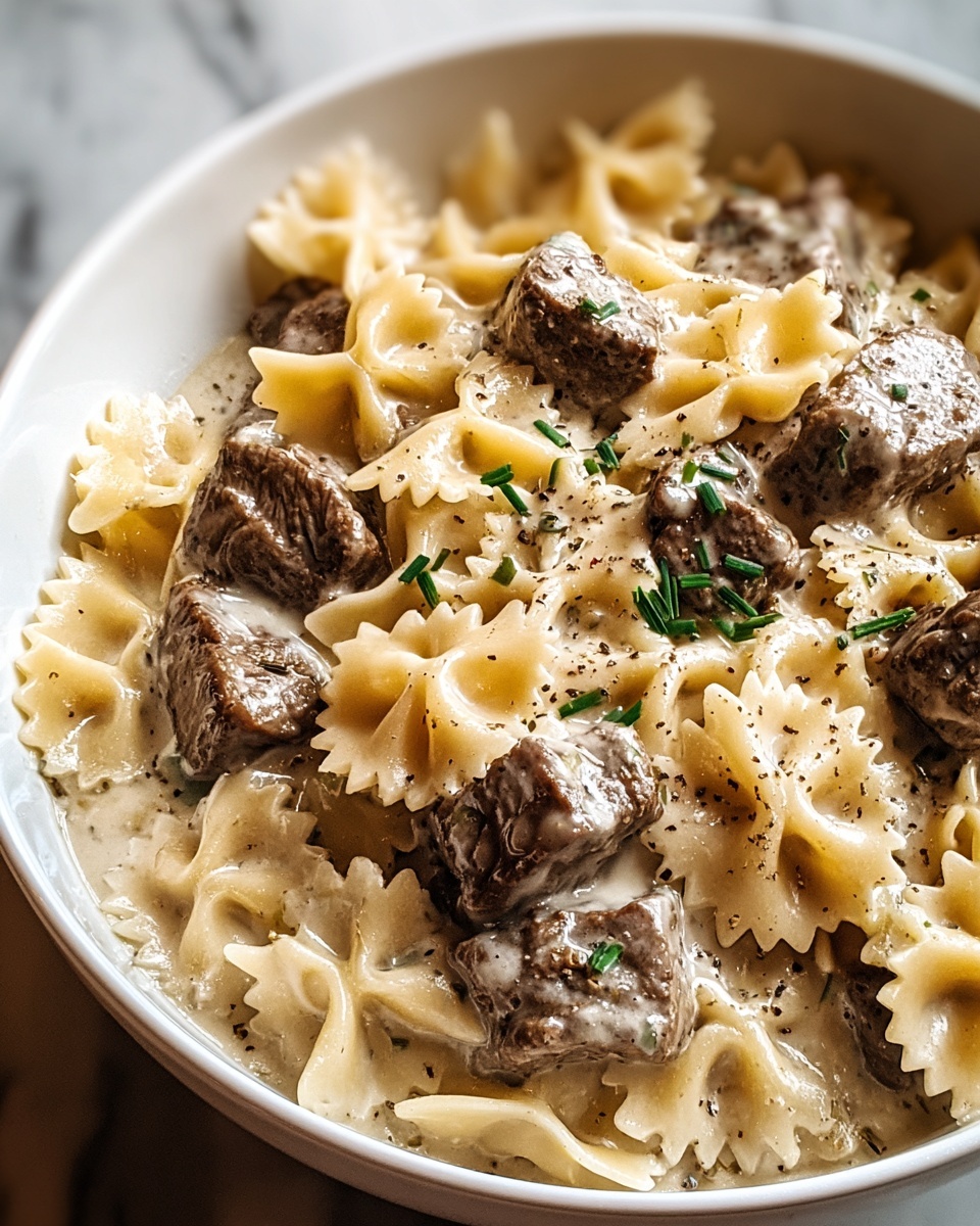 Creamy Ground Beef and Bowtie Pasta Recipe - Recipe Image