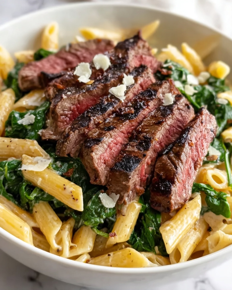 Steak Pasta with Creamy Garlic Sauce Recipe - Recipe Image