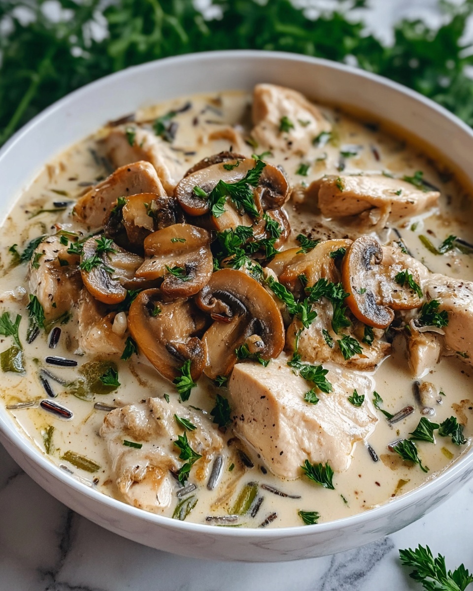 Creamy Mushroom Chicken and Wild Rice Soup Recipe - Recipe Image