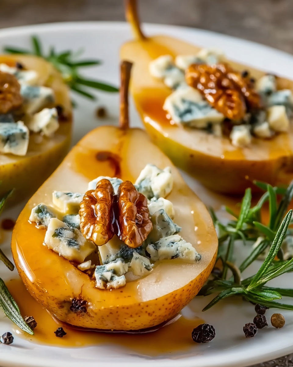 Blue Cheese Stuffed Pears with Honey and Toasted Nuts Recipe - Recipe Image