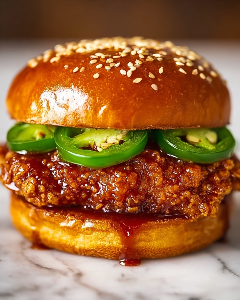 Jalapeno Honey Drenched Crispy Fried Chicken Sandwich Recipe - Recipe Image