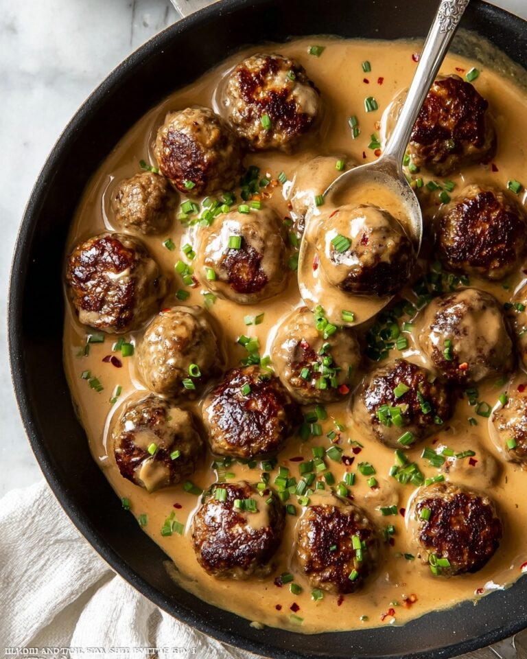 Swedish Meatballs with Creamy Gravy and Lingonberry Jam Recipe