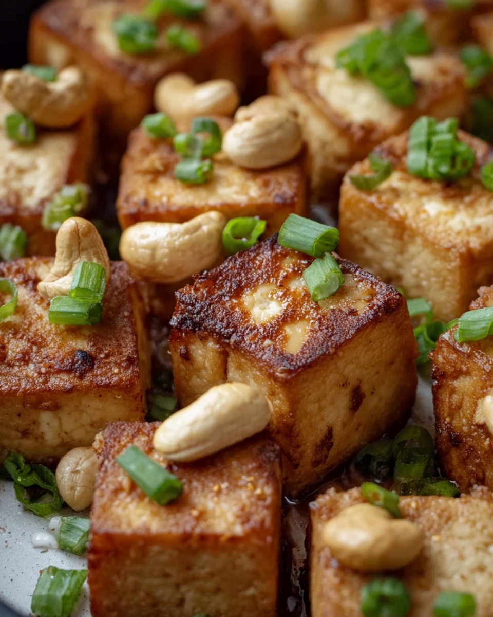 Vegan Cashew Tofu with Crispy Baked Tofu and Flavored Sauce Recipe - Recipe Image